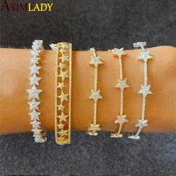 High Quality Micro Pave Cubic Zirconia Geometric Cz Star Bar Link Chain Bracelet Bangle for Women Girl Christmas Gift Jewelry