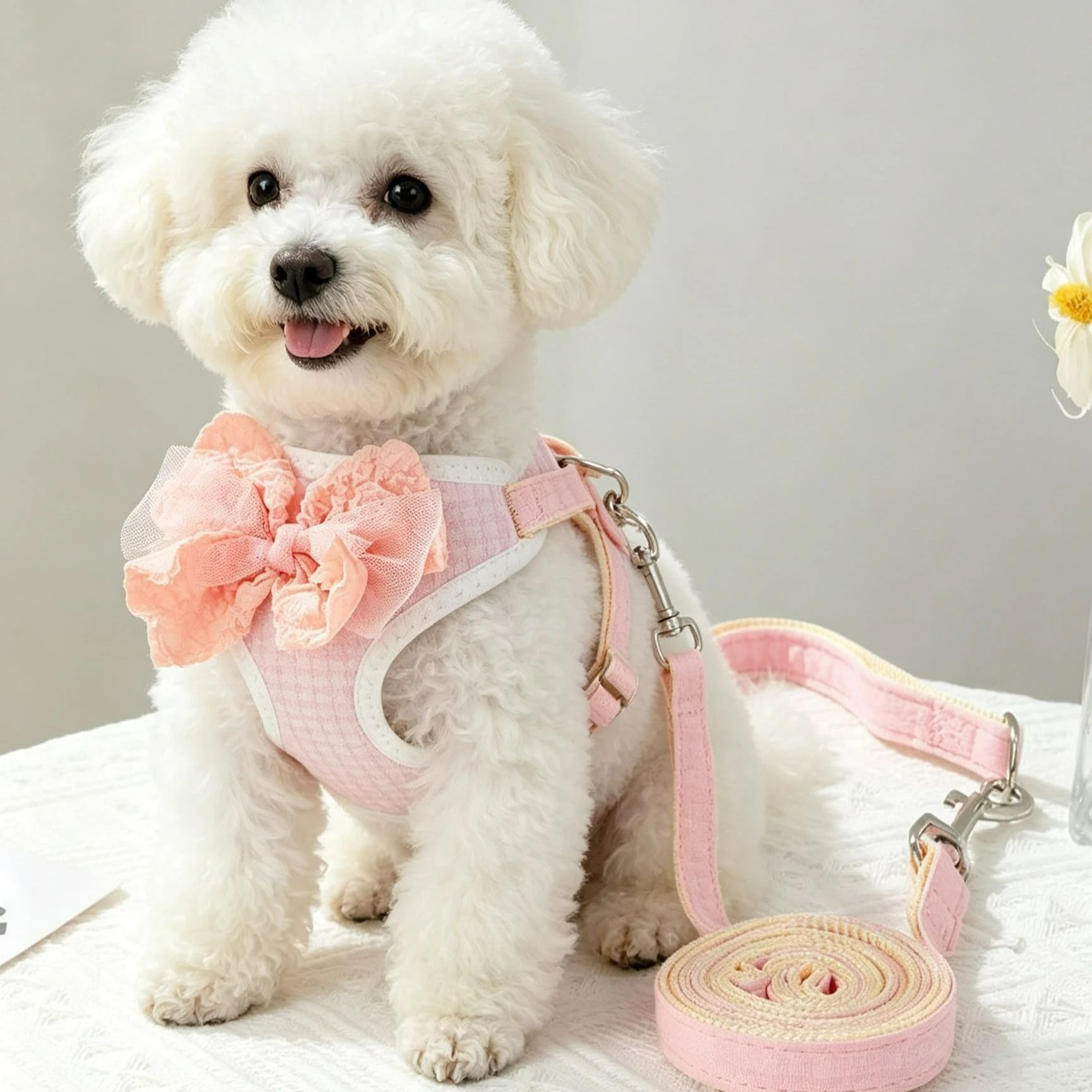 New Adjustable Plaid Dog and Cat Harness Cute Breathable Escape Vest for Puppies and Kittens Teddy Pomeranian Bichon Curly Vest
