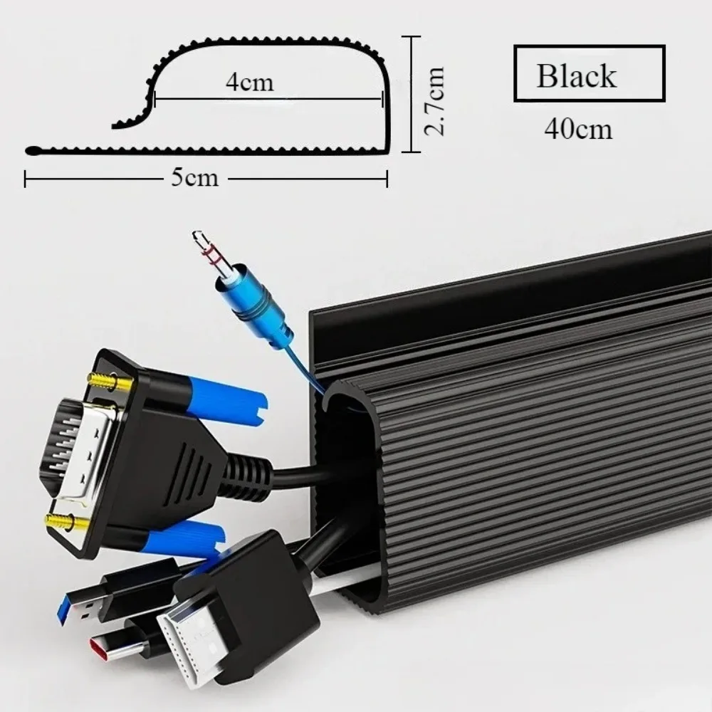 40cm PVC Desk Cable Tray Cable Management Under Desk Channel Cable Raceway Cord Hider No Drilling for Home Office Wire Organizer image 6