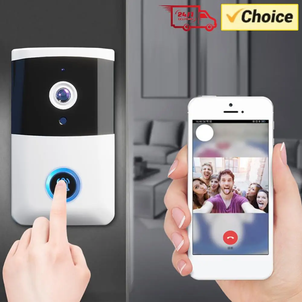 WiFi Doorbell Camera IR Night Vision Visual Doorbell Two-way Audio Home Door Bell for Home Security Alarm System