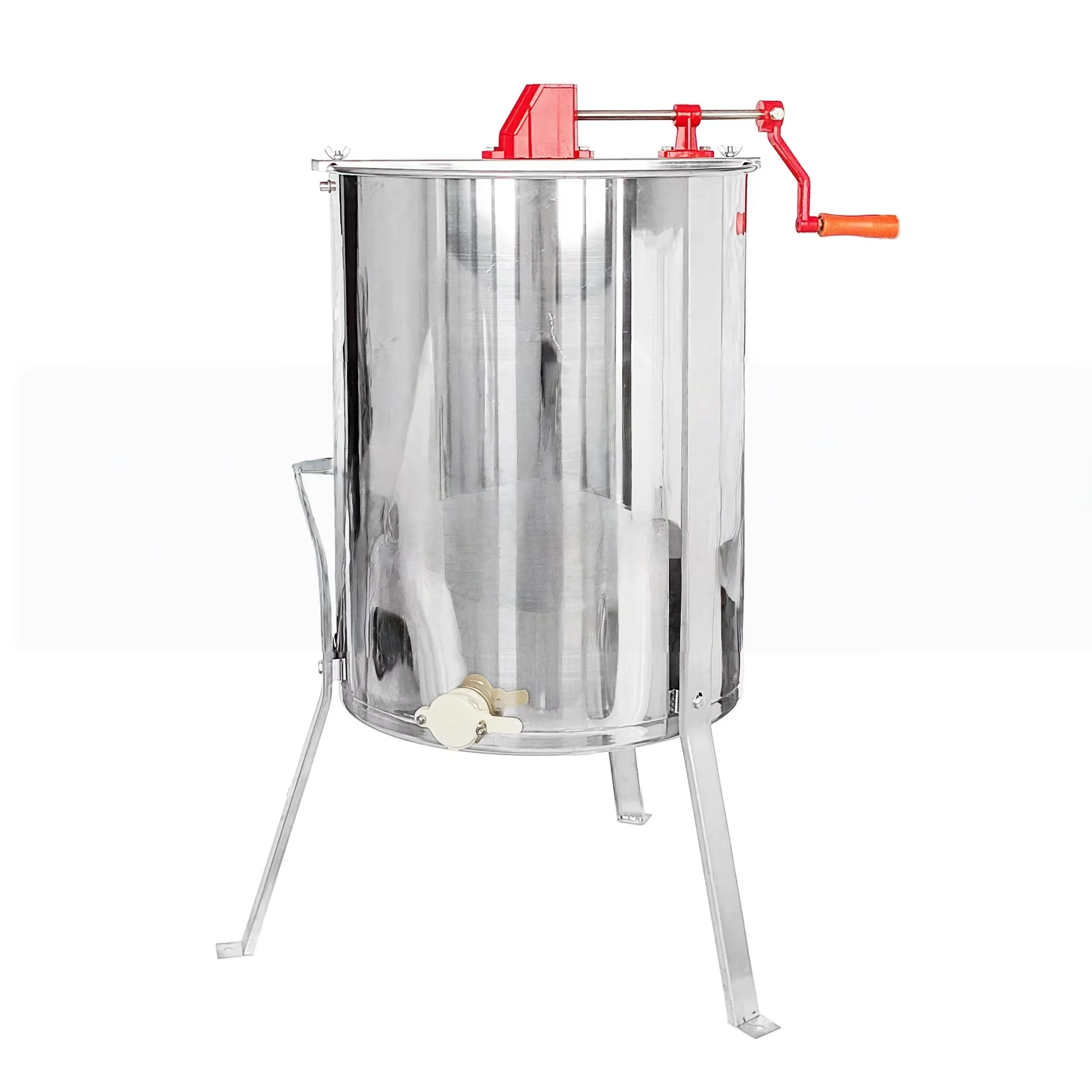 Four-frame honey extractor manual spin honey machine stainless steel with bracket honey outlet sugar machine beekeeping tool