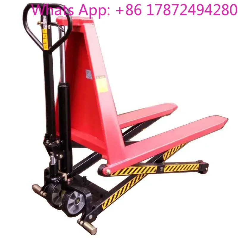 1000kg Manual Hydraulic Scissor High Lift Pallet Truck Hand Forklift