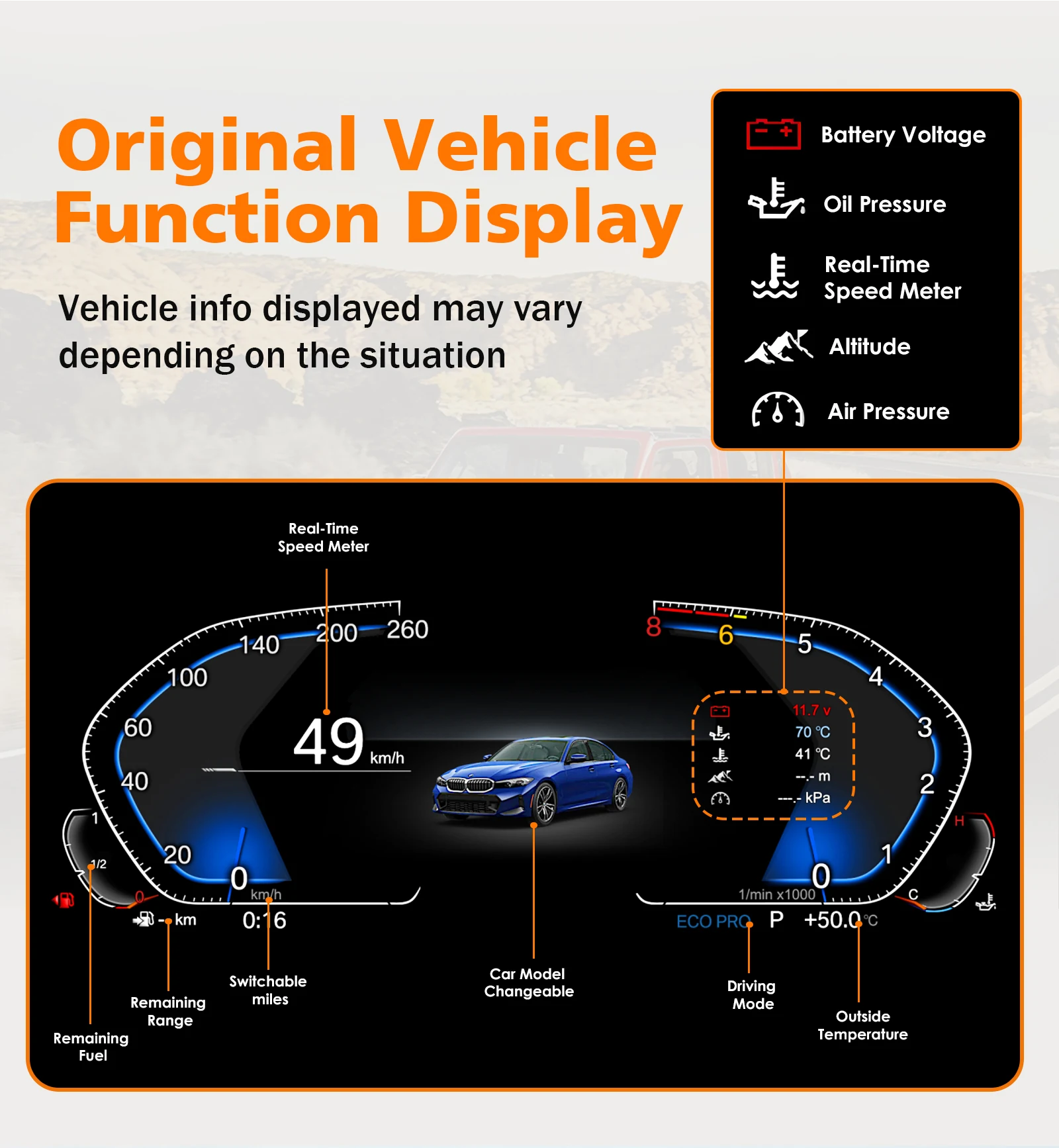 Hizpo 10,25 Zoll Digitales Auto-Armaturenbrett für BMW X5 E53 / 5er Serie E39 1999-2006 Digitales Cluster-Instrumentenanzeige Tachometer – Detail 5