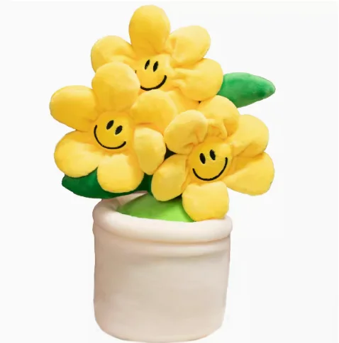 30cm Sunflower Home Furnishings Plush Toy Simulation Small Flower Pot Doll  Fun Educational Pillow Gift Female