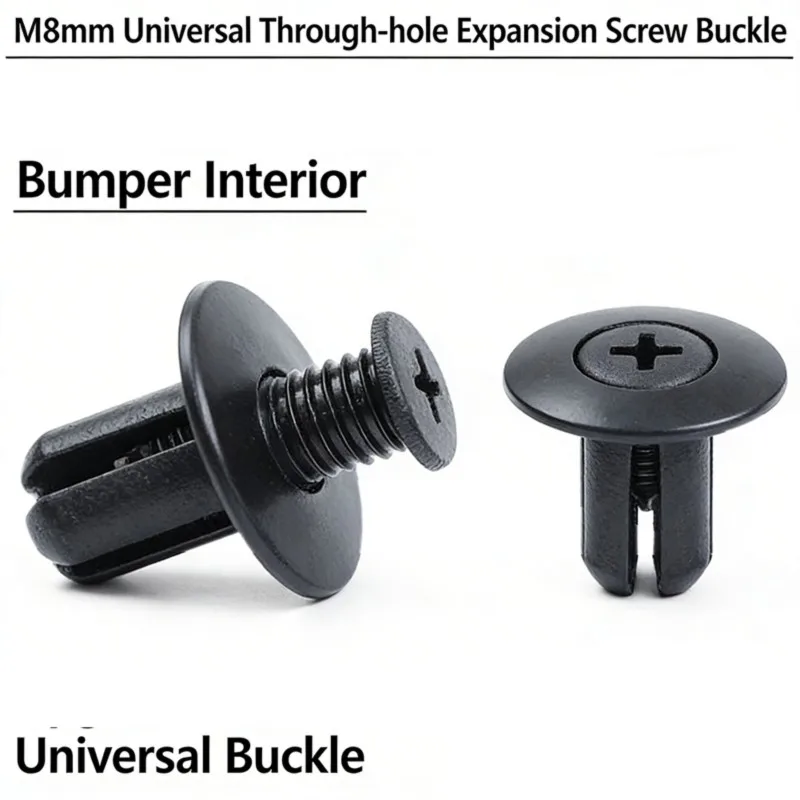 N26R-Universal 8Mm Automotive Plastic Expansion Through Screw Buckle, 50Pcs Bumper Leaf, For Mudguard, Trunk Car Accessories