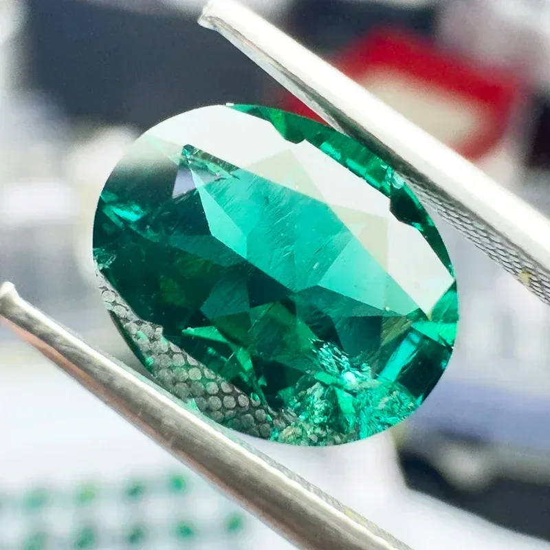 Lab Grown Zambian Emerald Oval Cut Charms Gemstone for DIY Jewelry Ring Necklace Earrings Main Materials Selectable Certificate