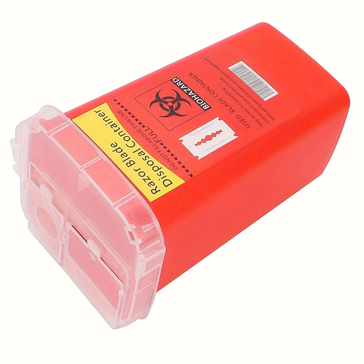 Great Black Red Plastic Square Blade Disposal Sharps Container - Safe Recycle Bin for Razor Blades, Durable & Portable Heavy Set