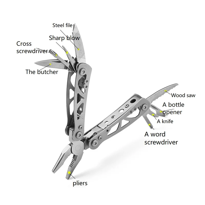 Outdoor Supplies 9-In-1 Tool Pliers Multi-Function Combination Folding Pliers Self-Defense Mini Emergency Equipment