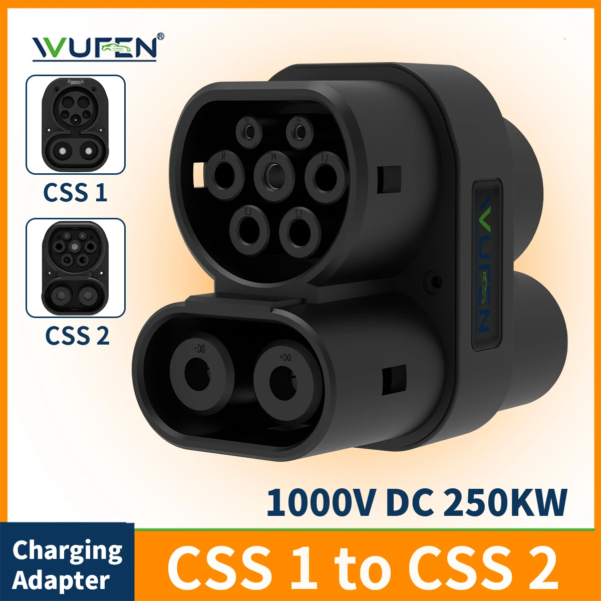 WUFEN CCS1 Charger to CCS2 EV DC 1000V 250A CCS 1 To CCS 2 Plug Charging Connector Adaptor EV Charger Connect Adapter