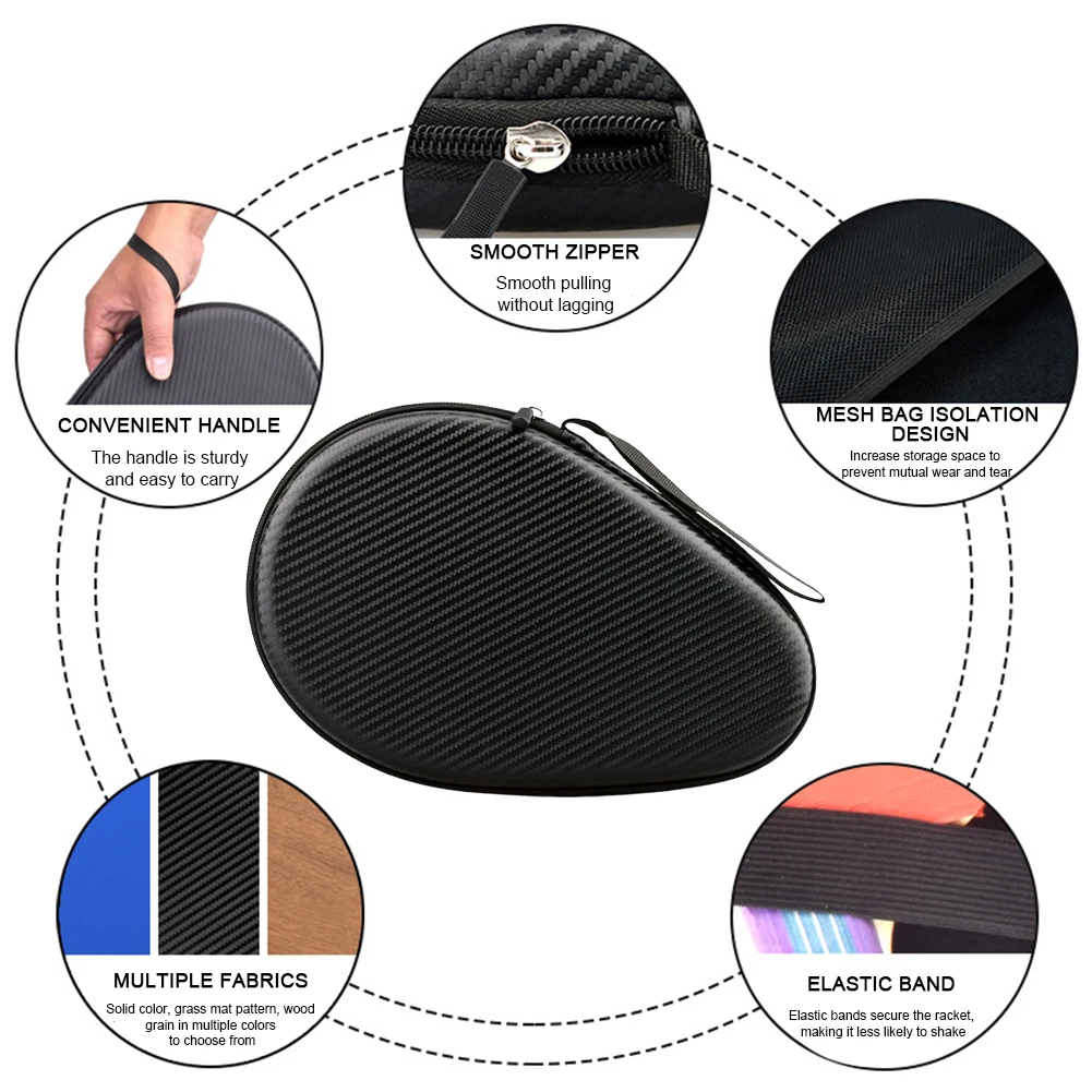 

Ping Pong Paddles Case with Hand Strap Table Tennis Paddle Storage Bag Ping Pong Racket Paddle Cover Bag for Sports Accessories