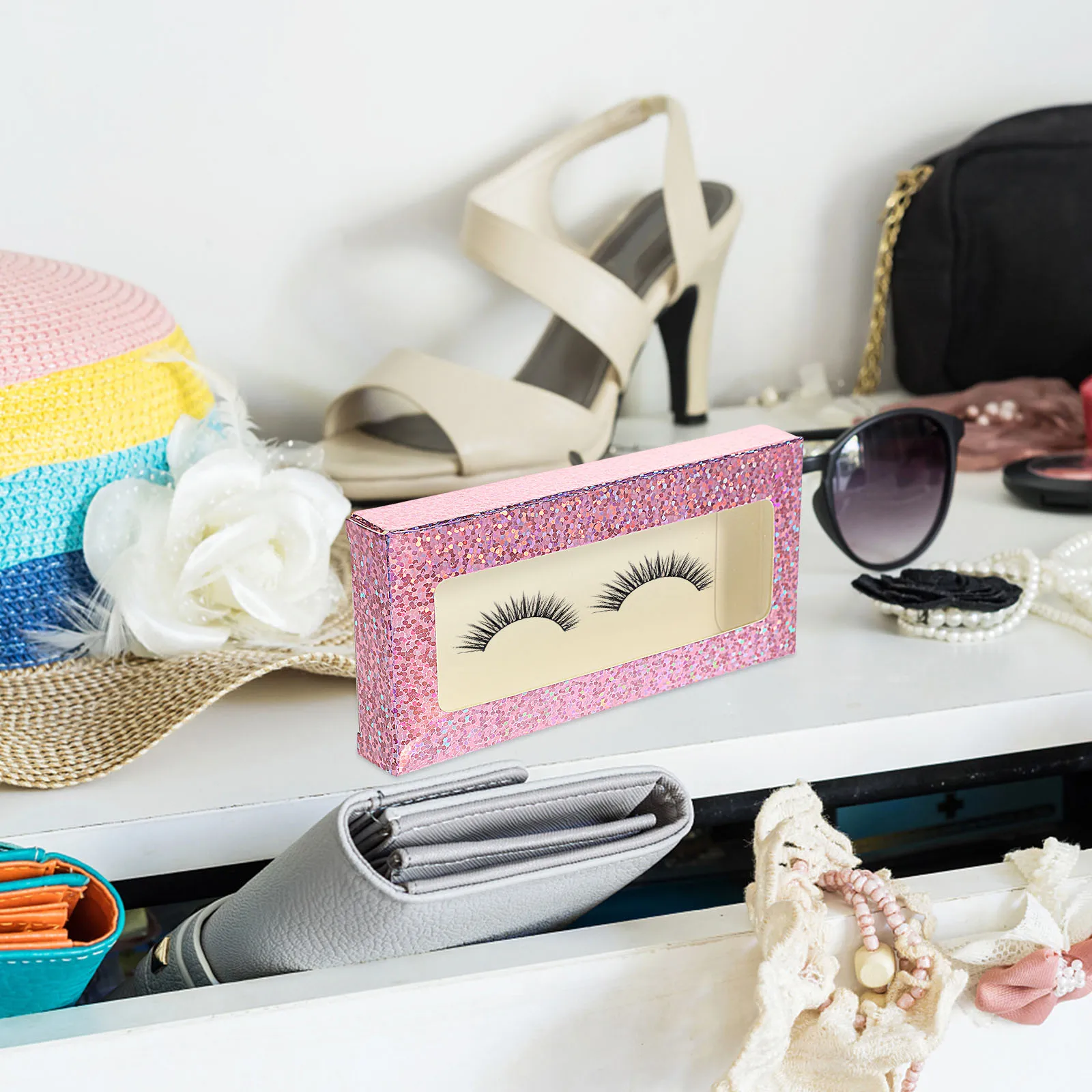 

25pcs Color Boxes Magnetic Eyelash Storage Containers Empty Paper Box For Lashes Organizer With Design