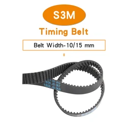 Transmission Belts S3M-630/633/660/675/690/693/699/738/741/756/765 Teeth Pitch 3 mm Industrial Rubber Belt Width 10/15 mm