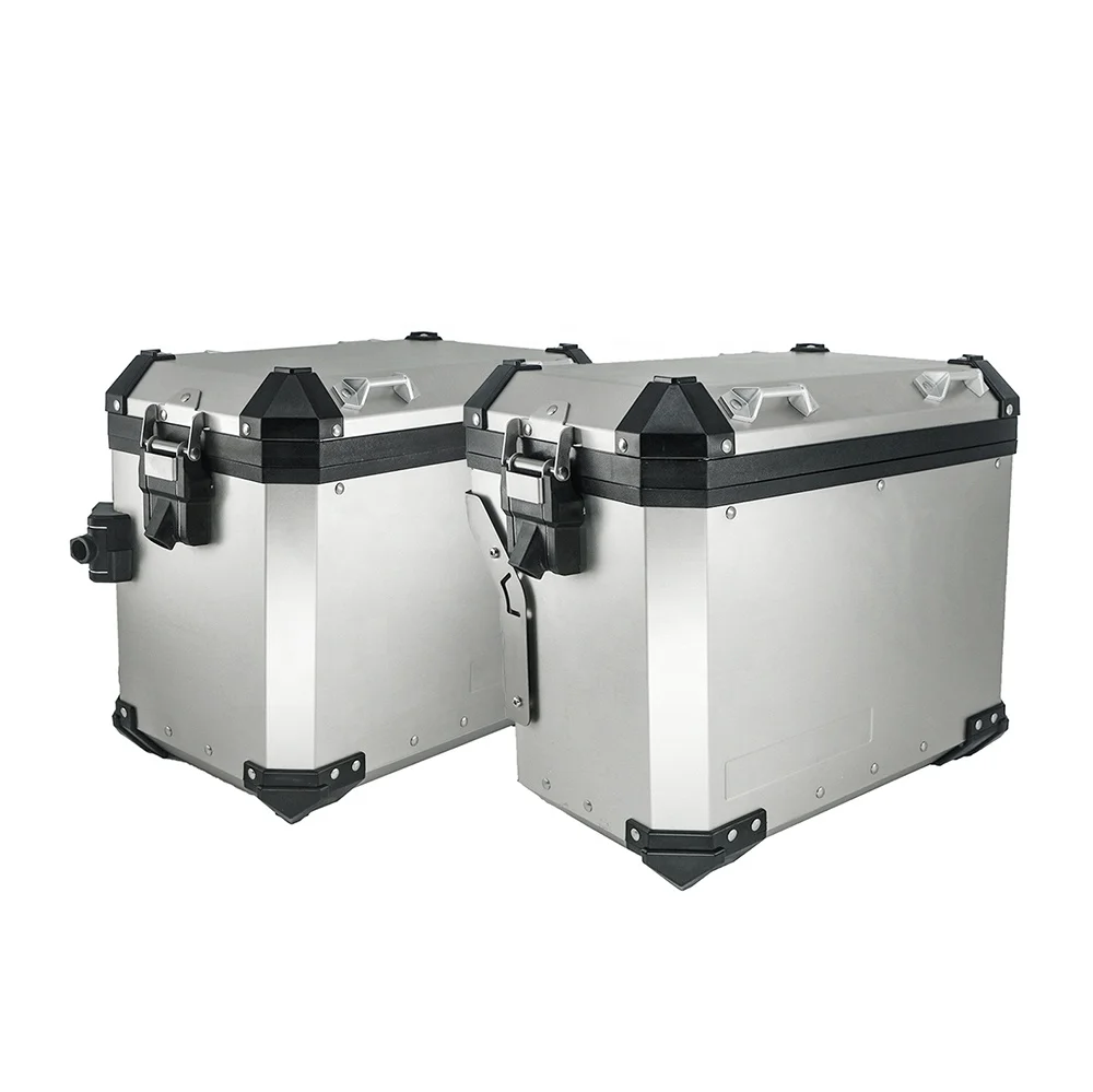 52L Motorcycle Side Tail Boxes Black Silver Aluminum Case Box Waterproof Trunk for  ADV GS1200