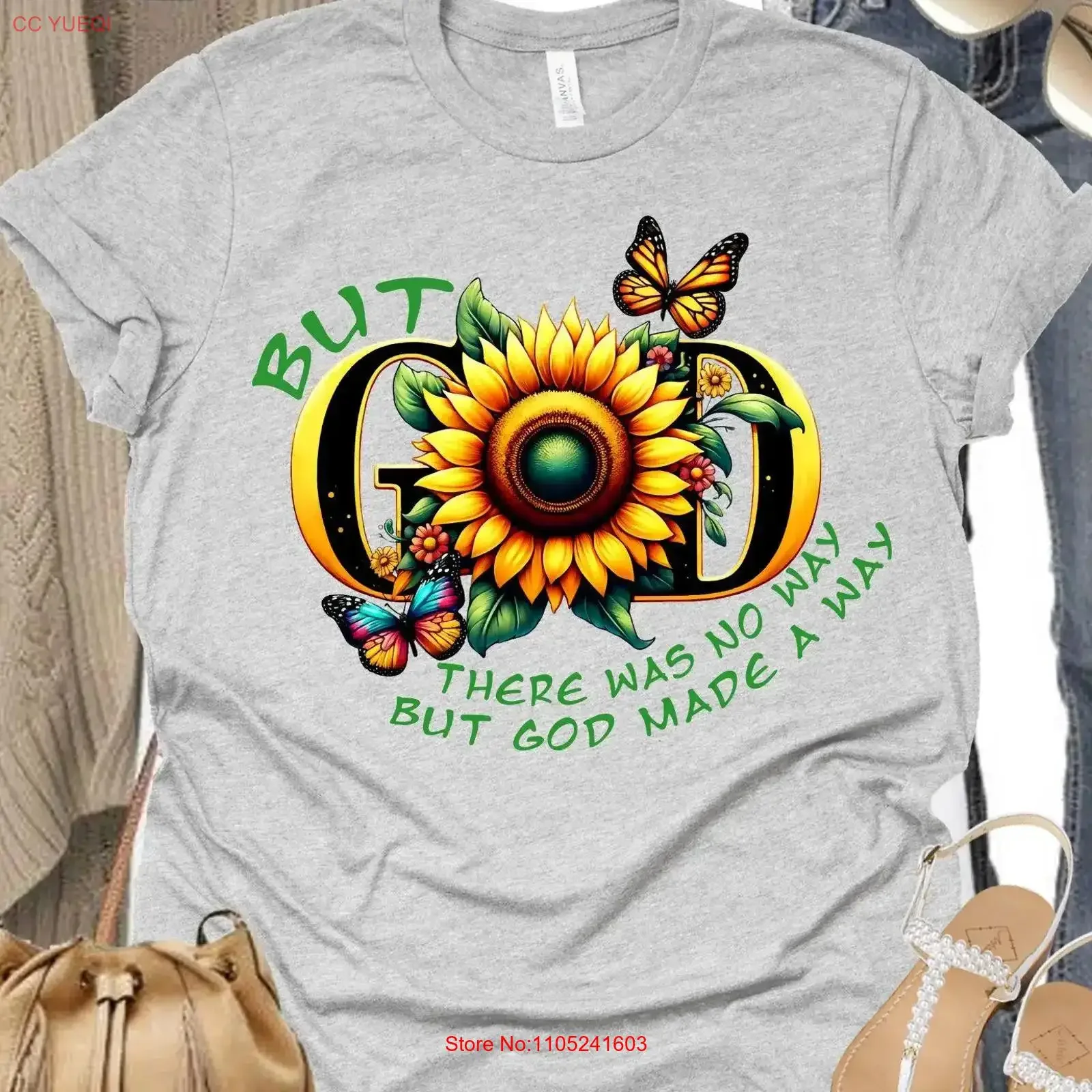 But God Sunflower T Shirt Christian Faith tee Religious Stylish Religion vintage Washed Stretched graphic designer clothes