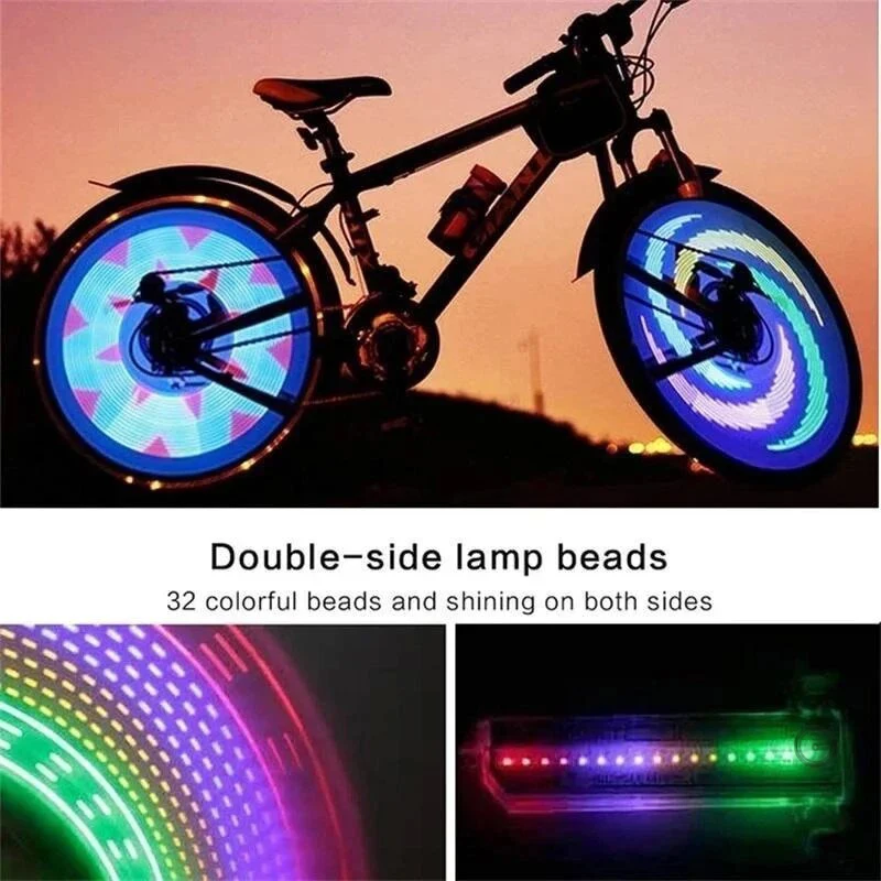 Bike Wheel Light Bicycle Spoke Light Safety Tire Light 30 Different Patterns Change Without Battery Waterproof Bike Accessories