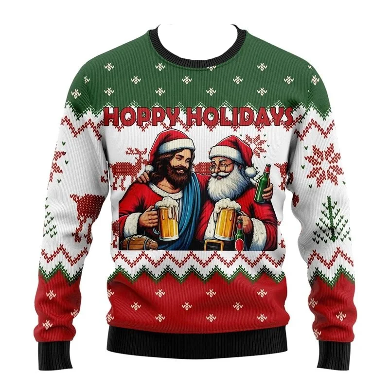 2025 الخريف والشتاء عيد ميلاد سعيد المنزل وحده القبيح عيد الميلاد سترة الكرتون أنيمي النساء الرجال البلوز القمم هوديي البلوز