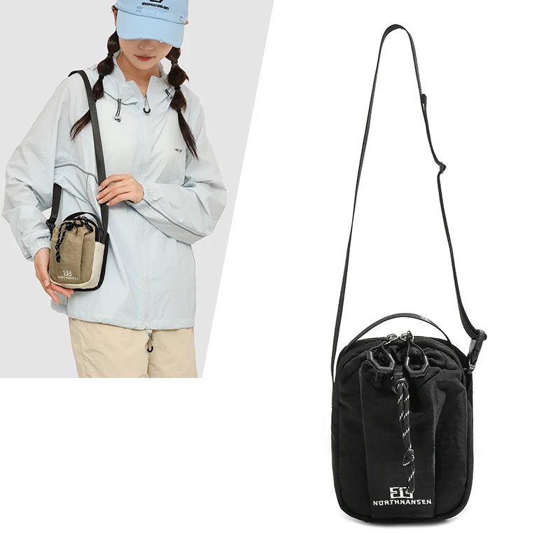 ใหม่กระเป๋าโทรศัพท์มือถือมัลติฟังก์ชั่น,กระเป๋ากีฬาแบบพกพา,กระเป๋าสะพายข้างสองชั้นกลางแจ้ง,กระเป๋าใส่ขวดน้ำปากแบบมีเชือกรูด