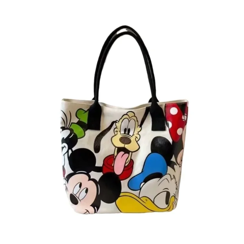 Disney Cute Stitch Donald Duck Canvas Bag Women\'s Shoulder Simple Student Handbag School Bag Peripheral Same Style School Bag