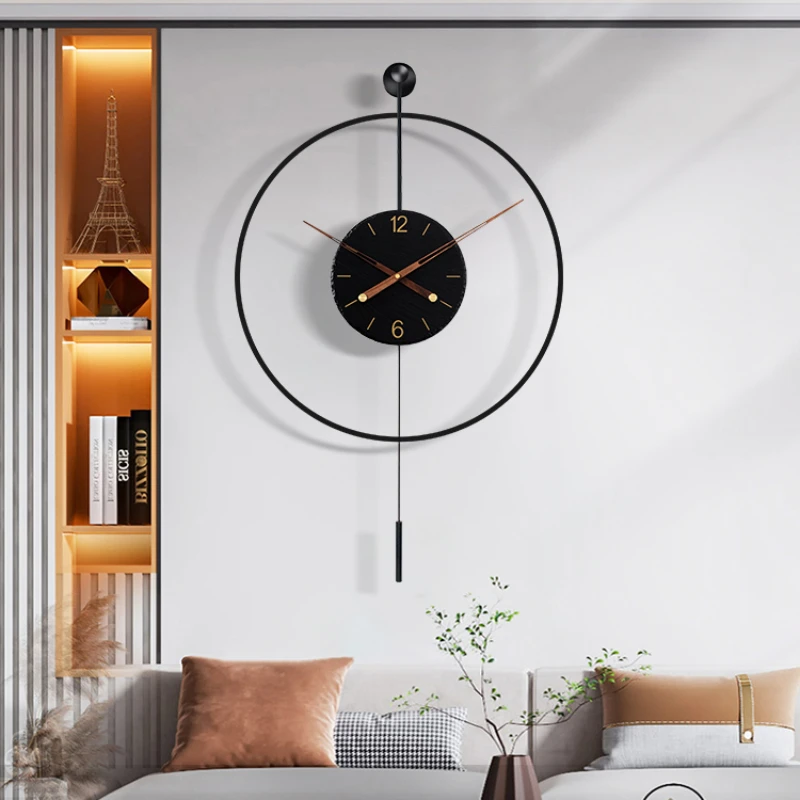 New Simple Luxury Wall Clock Italian Style Creative Art Clock Swing Living Room Sofa Background Wall Home Decor Wall Hanging