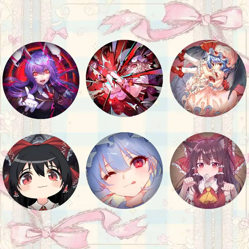 Anime T-Touhou Project Badges Peripheral Lapel Pins Tinplate Round Brooch For Shoulder Bag Accessories Souvenir Gifts