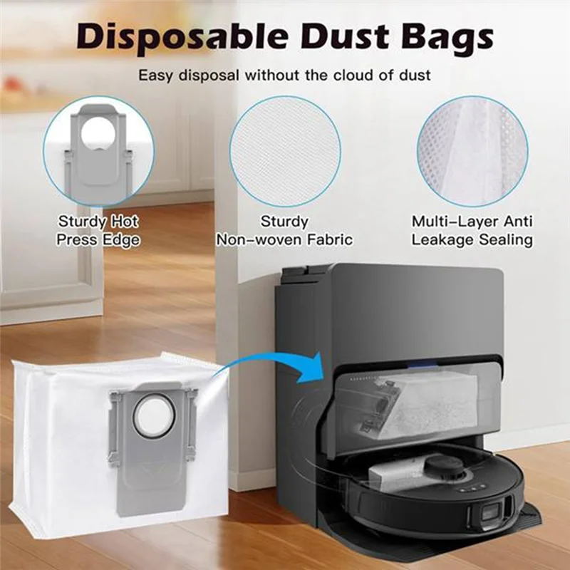 

ABBZ-14PCS Brush Mop Cloth Dust Bag And Filter Kit For Roborock S8 Maxv Ultra Vacuum Cleaner Spare Parts