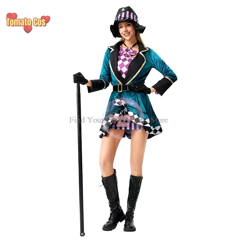 Alice Clock Cosplay Costume pour femme, robe sexy adulte, spectacle de magie, smoking, robe de paupières au pays des merveilles, halloween, chapelier fou, nickel é de conte