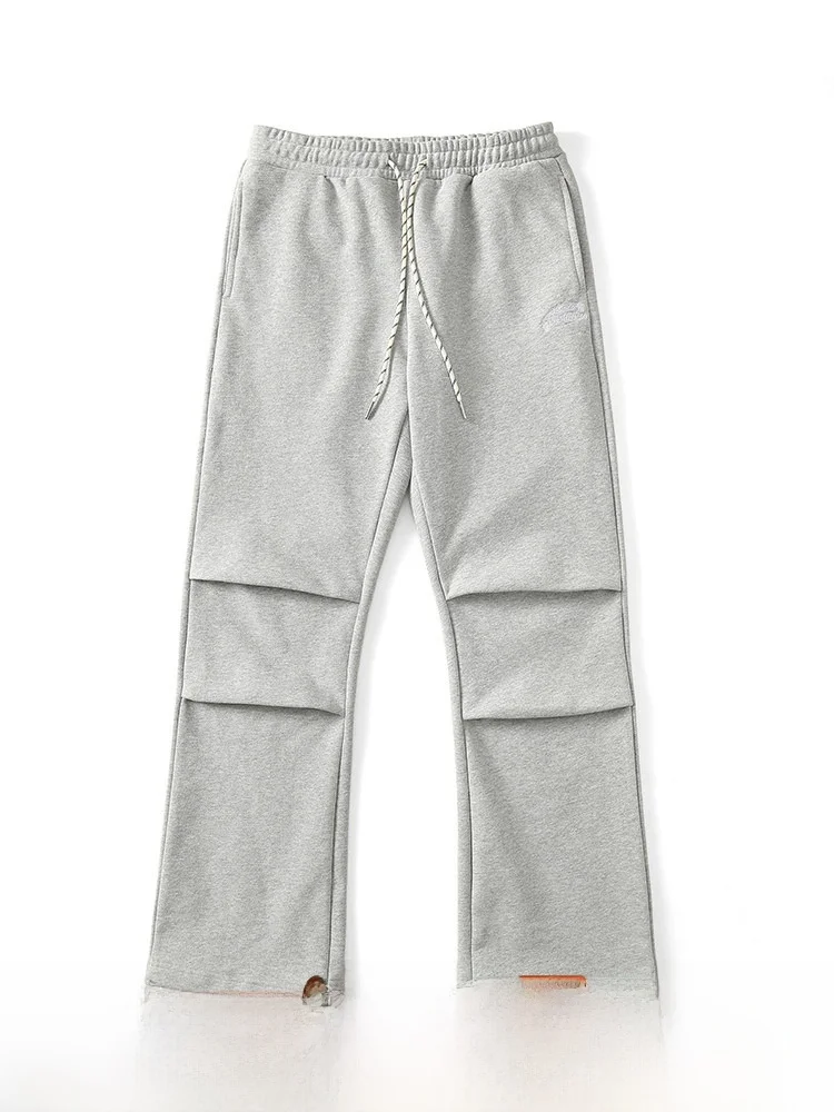 

MBBCAR Winter Thiened Fce Lined Narrow Waist Cargo Pants Double Pleat Embroidered Flower ey Bell Bot Casual Trousers