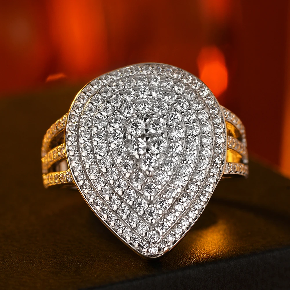 

925 Sterling Silver Women’s Ring with Luxurious and Unique Pear-Shaped Design, Suitable for Daily Wear.