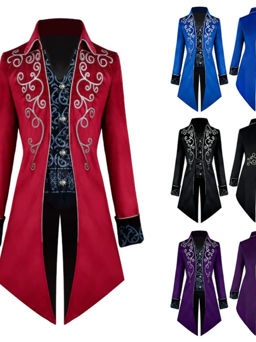 

Новый фрак на Хэллоуин, средневековое мужское пальто в стиле ретро в стиле панк, модная одежда, весенний сценический костюм из полиэстера