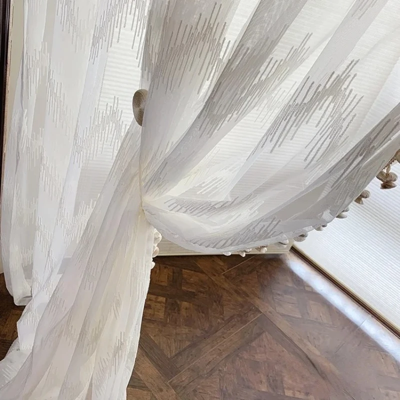 New French Romantic Light Luxury Simulation LusterLace Stitching Curtains for Bedroom Living Room Custom Window Screen