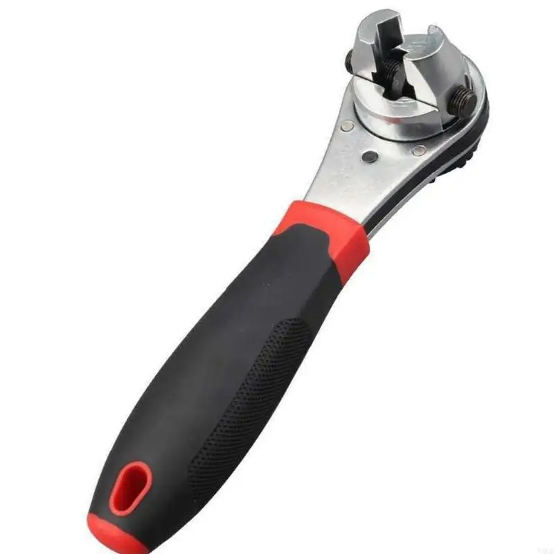 Y5GD Ratchet Wrench Adjustable Ratchet Wrench for 6-22mm Screw Labor Saving Wrench with Nonslip Handle Portable Multifunction