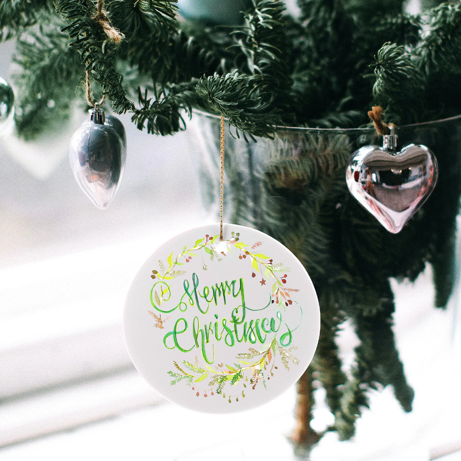 

12Pcs Ready to Paint Ceramic Tags Round Blank Pendants for Drawing Graffiti Craft Projects Holiday Tree Decorations Set