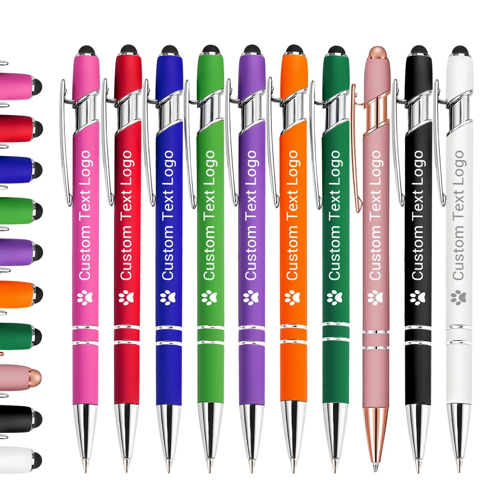 

100 шт. металлический емкостный универсальный стилус для сенсорного экрана, шариковая ручка, канцелярские принадлежности, офисные подарки, бесплатный индивидуальный логотип