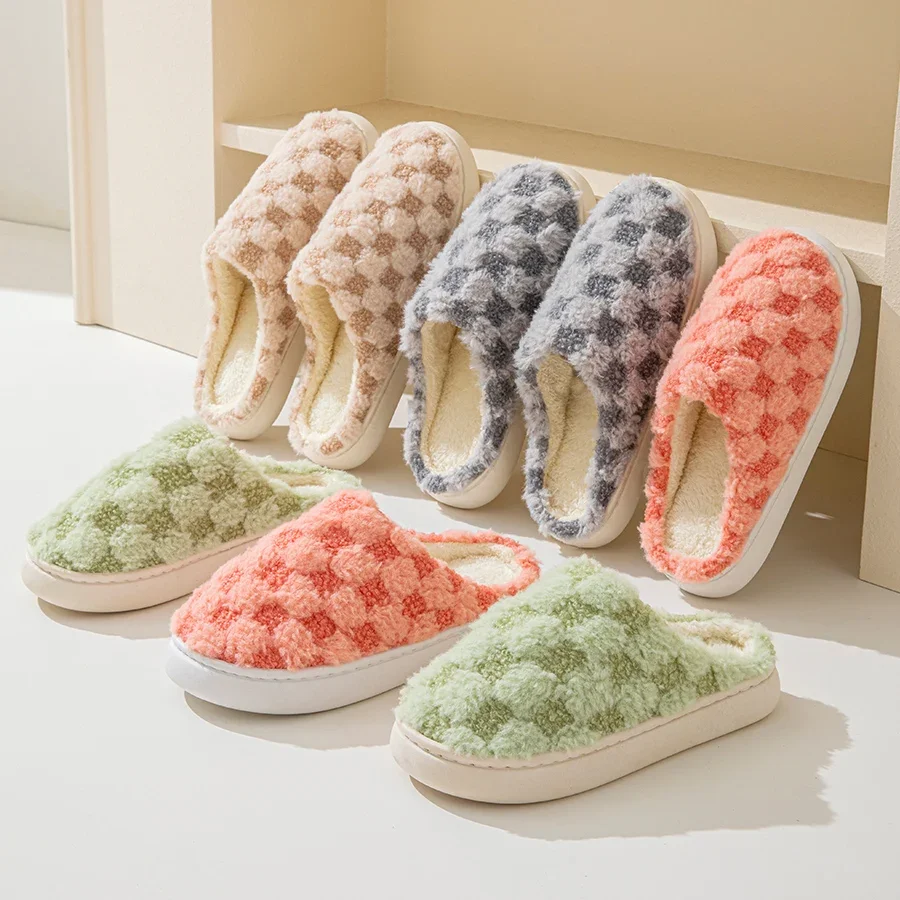 Autumn and Winter Women's Cotton Slippers - Cozy Couple's Non-Slip House Shoes, Thick Sole Wool Indoor Slippers for Men & Women