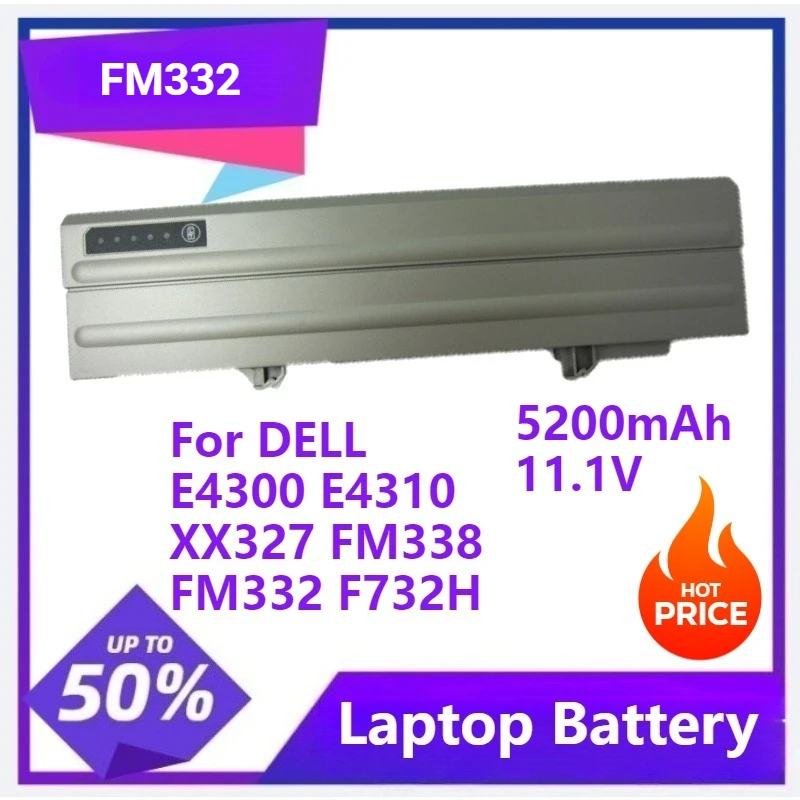 

FM332 Аккумулятор для ноутбука Dell Latitude E4300 E4300n E4310 E4320 E4400 U817P W8H5Y X855G XX327 XX337 YP459 YP463 5200 мАч 11,1 В
