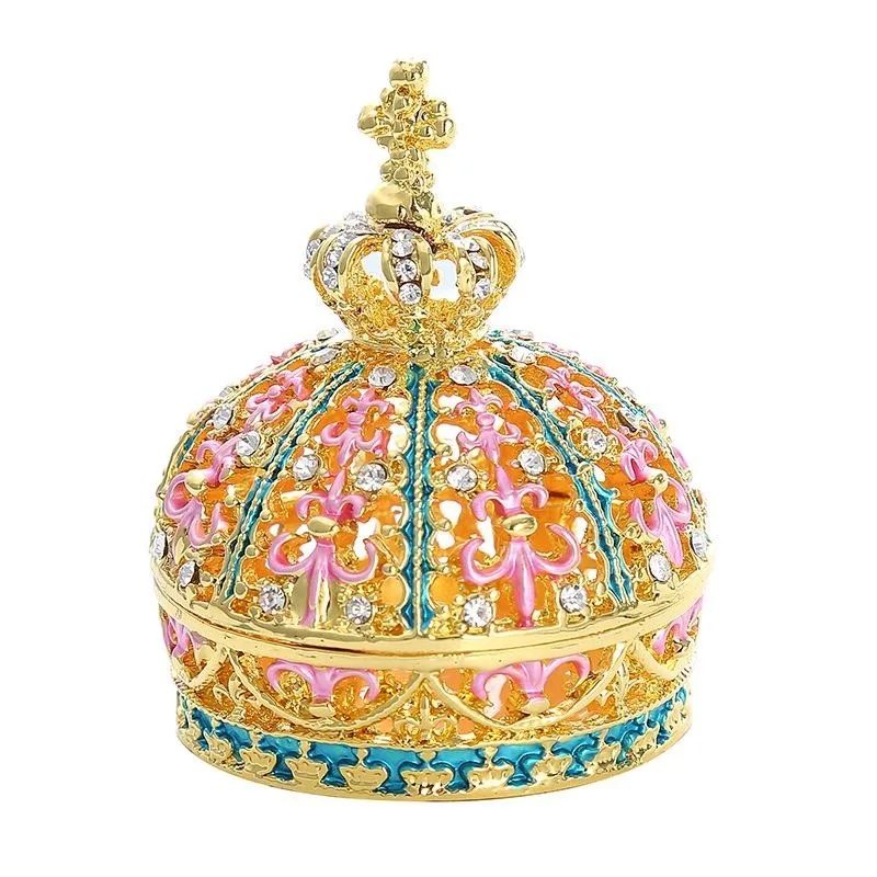 

Шкатулка для украшений в форме короны, подарочная коробка для ювелирных изделий, коробка для обручальных колец для церемоний, предложений руки и сердца, подарков на день рождения, для путешествий, 1 шт.