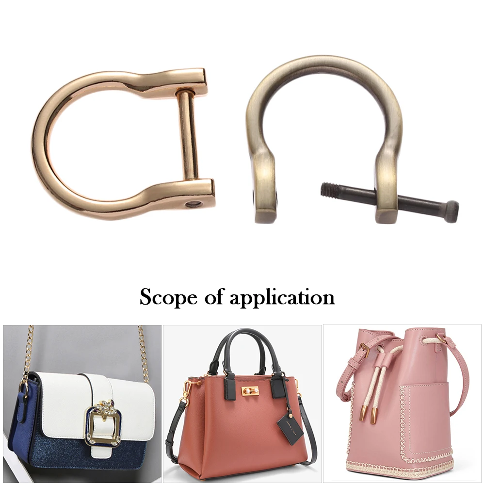 1.4cm/1.9cm Bag Strap Parts Open Screw Leather Craft Shackle Clasp Metal Buckle D Ring Webbing Buckles