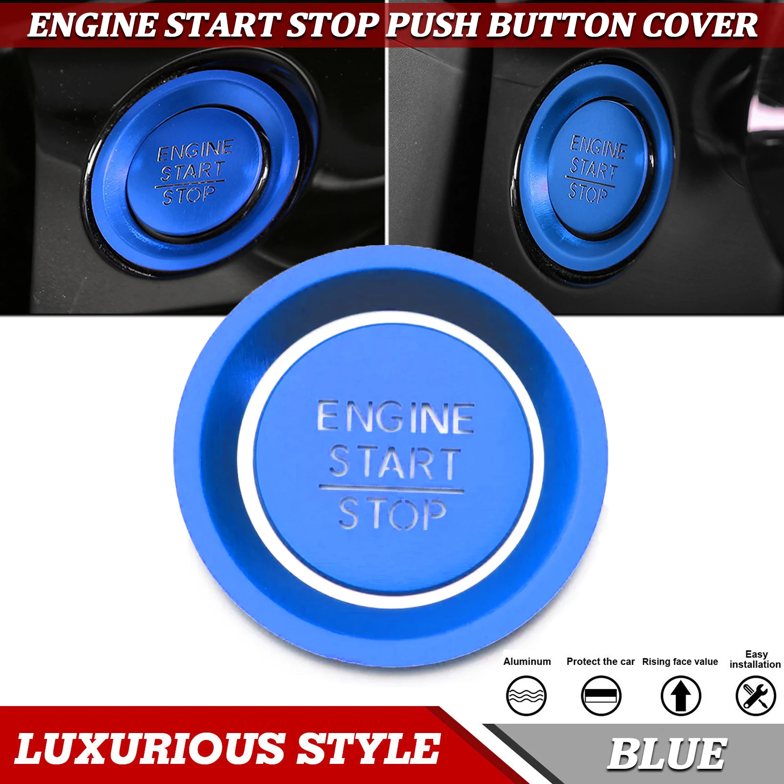

Blue Interior Engine Start Stop Button Ring Cover Molding Trim Frame Decoration JDM Style For Honda Civic 11th Gen 2022 2023