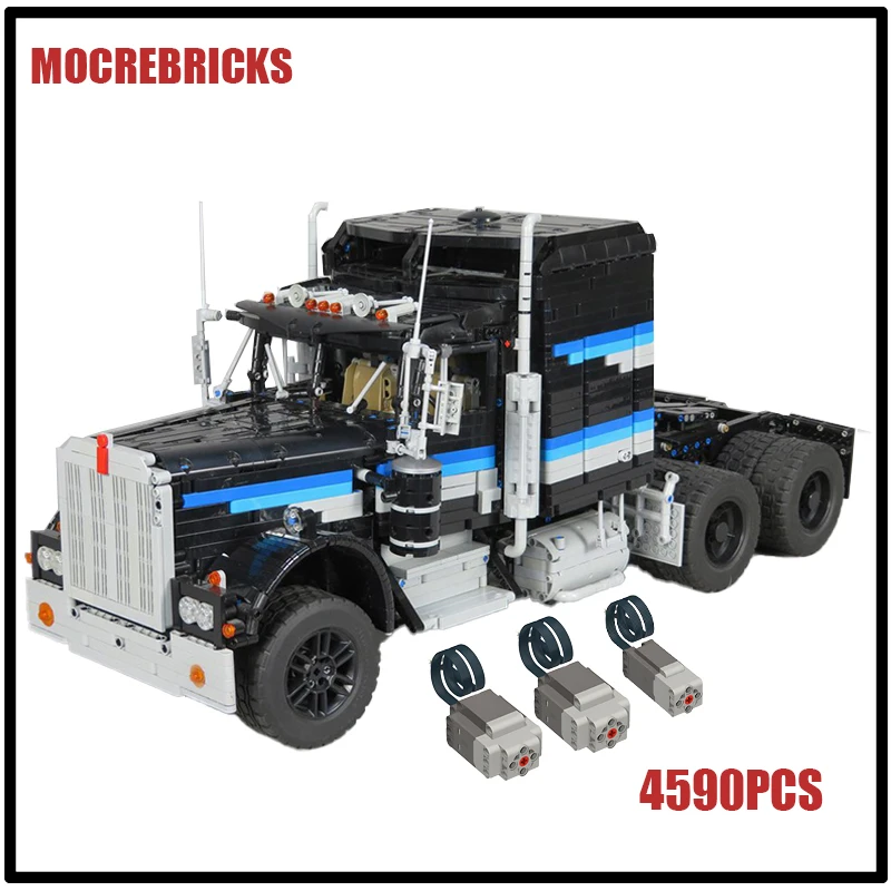 

Строительные блоки MOC Technology Truck Kenworth W-900, Инженерная модель автомобиля, высокотехнологичные блоки «сделай сам», игрушки, детские креативные подарки