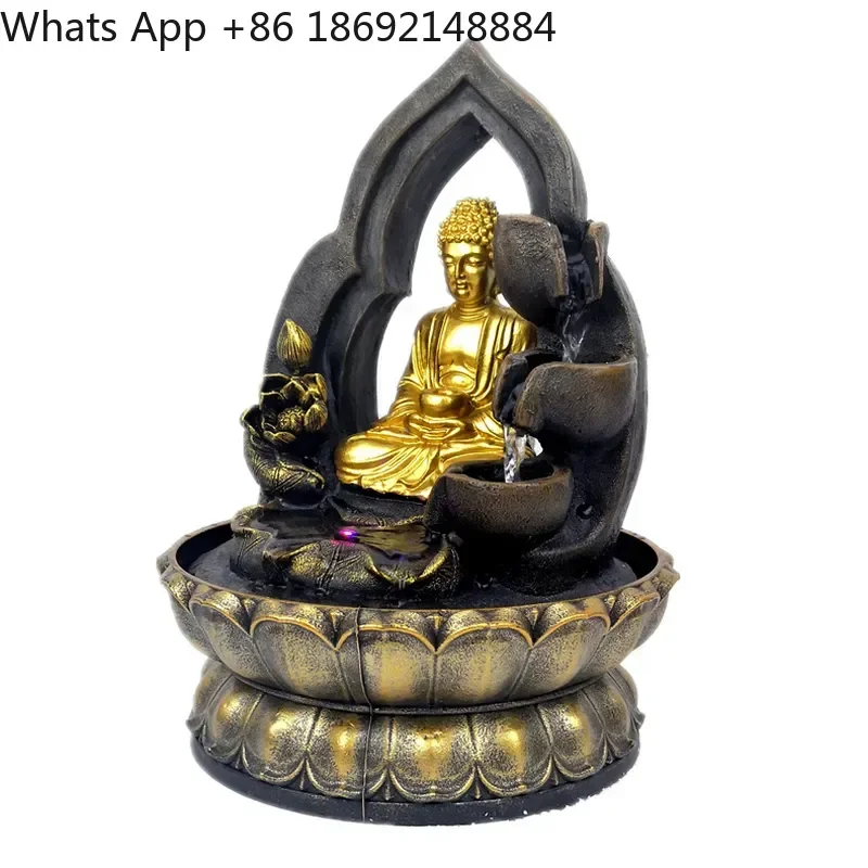 Buddha Resin Handicrafts Flowing Water Ornaments Desktop Fountains Water Features Chinese