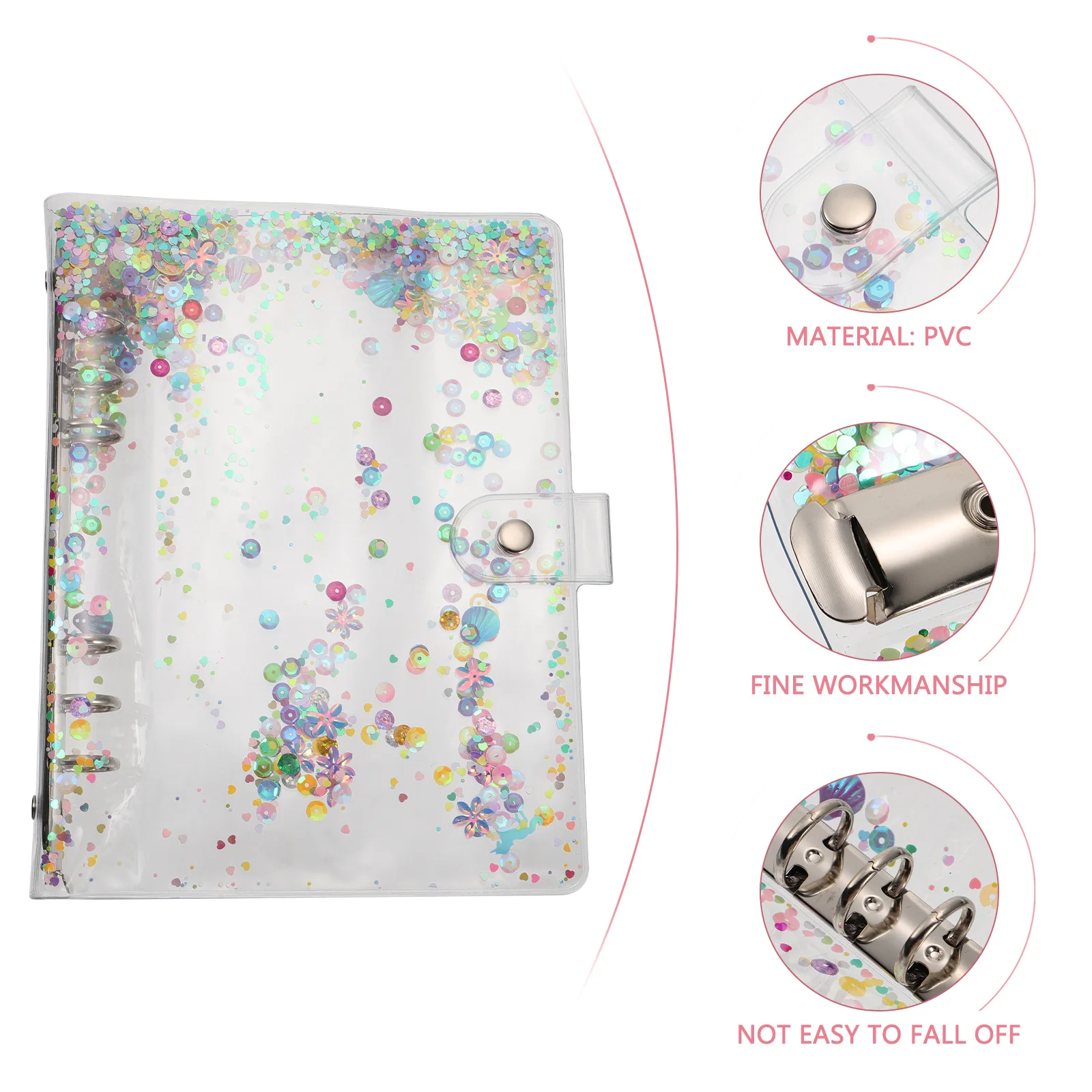 1 قطعة غطاء دفتر بولي كلوريد الفينيل مقاوم للماء غير قابل للانزلاق خفيف الوزن ملون شفاف غطاء مجلد لمكتب مدرسة التموين مؤشر مقسم #6