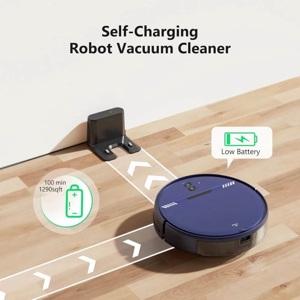 Robot Vacuum and Mop Combo with Schedule,Water Tank and Dustbin,Self-Charging, Ideal for Hard Floor 2 in 1 Mopping Robot Vacuum