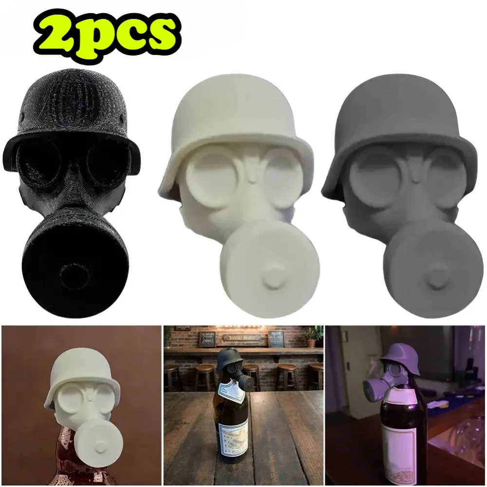 2PCS Gas Mask Beer Bottle Cap Reusable Beer Bottle Cover Beer Bottle Stopper for Liquor Preservation & Dustproofing