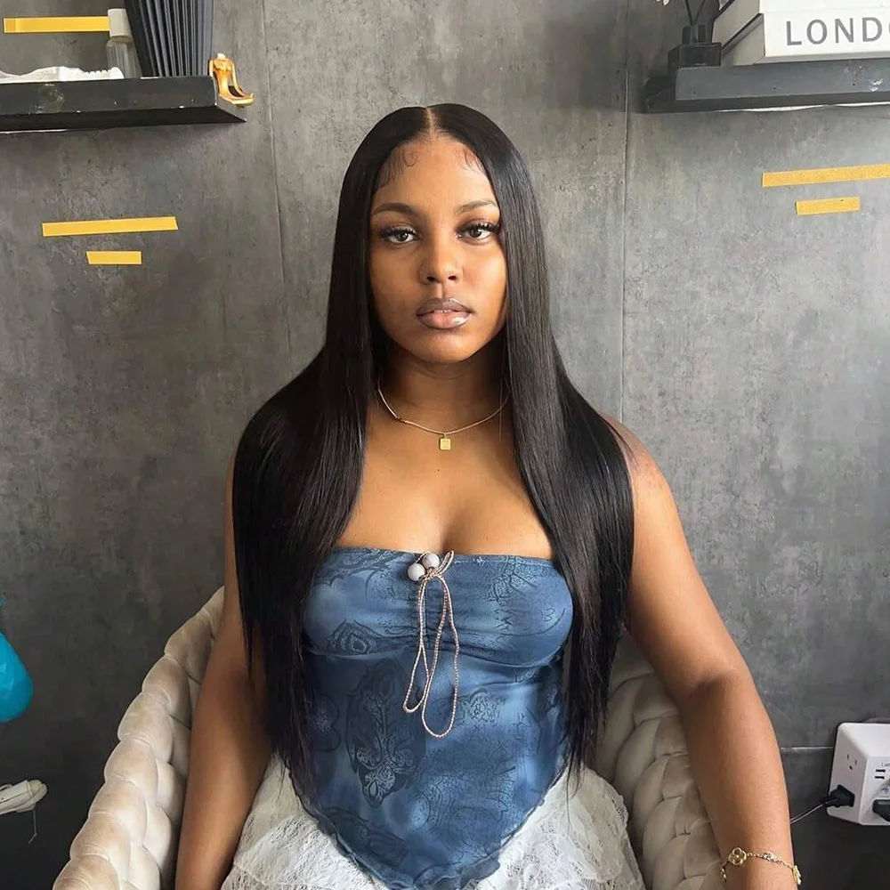 200% الكثافة 40 بوصة باروكة من شعر طبيعي 13x4 الدانتيل الشفاف الجبهة الباروكات شعر الإنسان شعر طبيعي مفرود شعر مستعار مع شعر الطفل