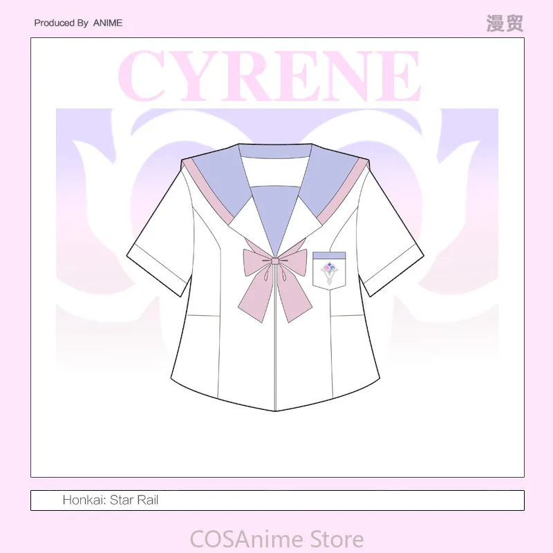 Honkai：Star Rail Cyrene Game Cosplay Clothes Sailor Uniform JK Short Skirt Short Sleeve Shirt T-shirt Fashion Women Suit Summer