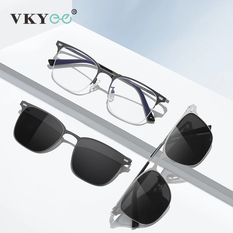 

VKYEE New Polarized Magnetic Flip Cover Set of Sunglasses Men's Optical Myopia Glasses Can Be Customized Prescription 7800