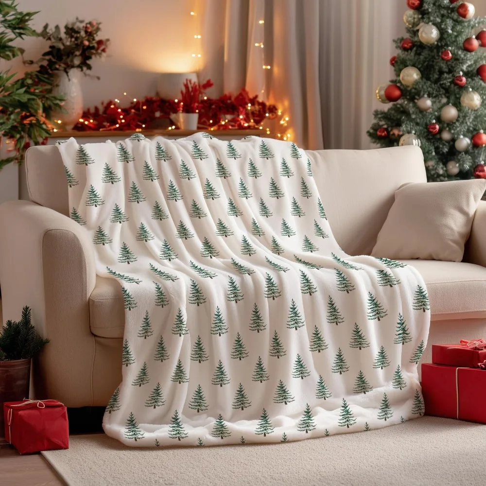 

Cozy Christmas Flannel Blanket with Bohemian Tree Design for Sofa, Couch, and Lounge