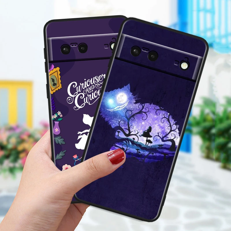 Alice In Wonderland For Google Pixel 8 7A 6A 5A 5 4 4A XL Pro 5G Black Soft Shockproof Cover Phone Case