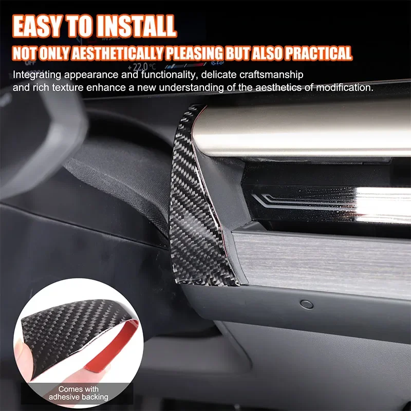 

For BMW 5 Series G60 2024 Soft Carbon Fiber Decorative Stickers on Both Sides of Car Dashboard Interior Anti-Scratch Accessories