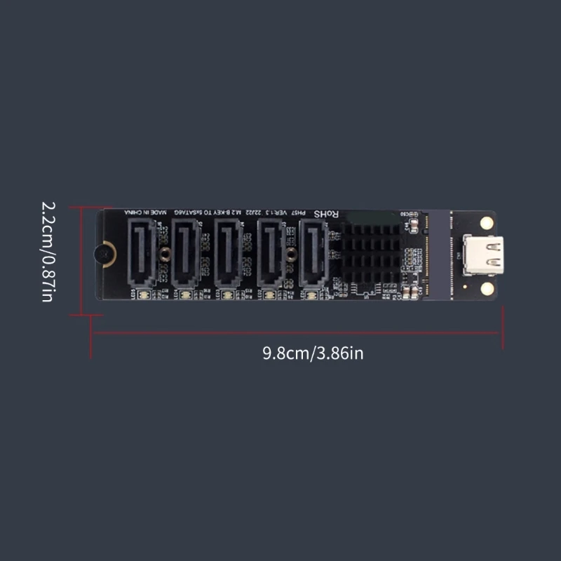 6Gbps TypeC to SATA3 Expansion Card with JMB575 Chip PCIE to SATA3 Expansion Adapter Card with Led Indicators